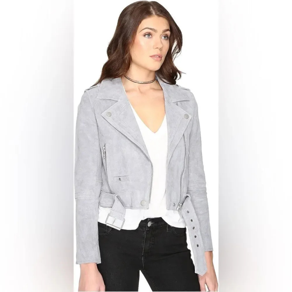 NWT BLANKNYC Suede Moto Jacket in grey - Picture 7 of 14